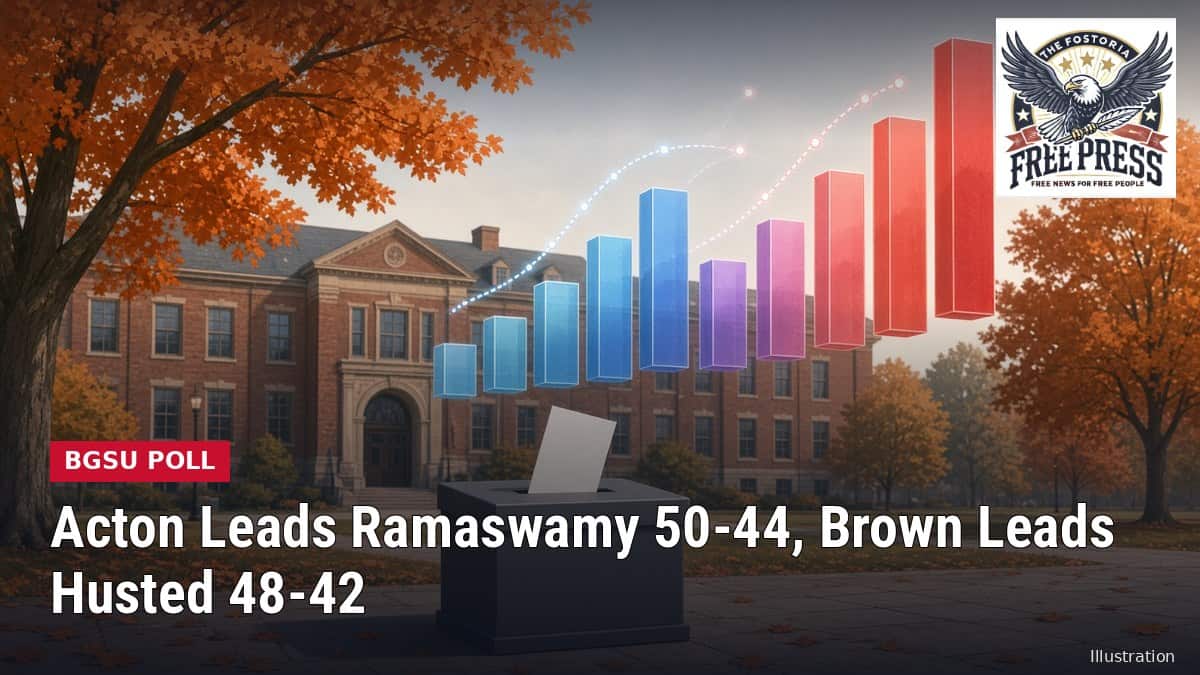 Fostoria News Graph showing political poll results with Ramaswamy leading.